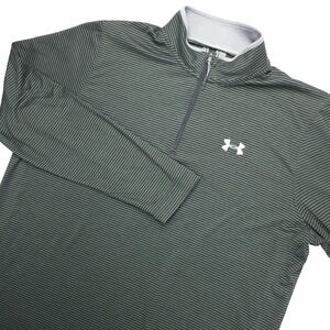 Under Armour ColdGear Shirt Mens XL GrAY Stripe 1/4 Zip Long Sleeve Athletic